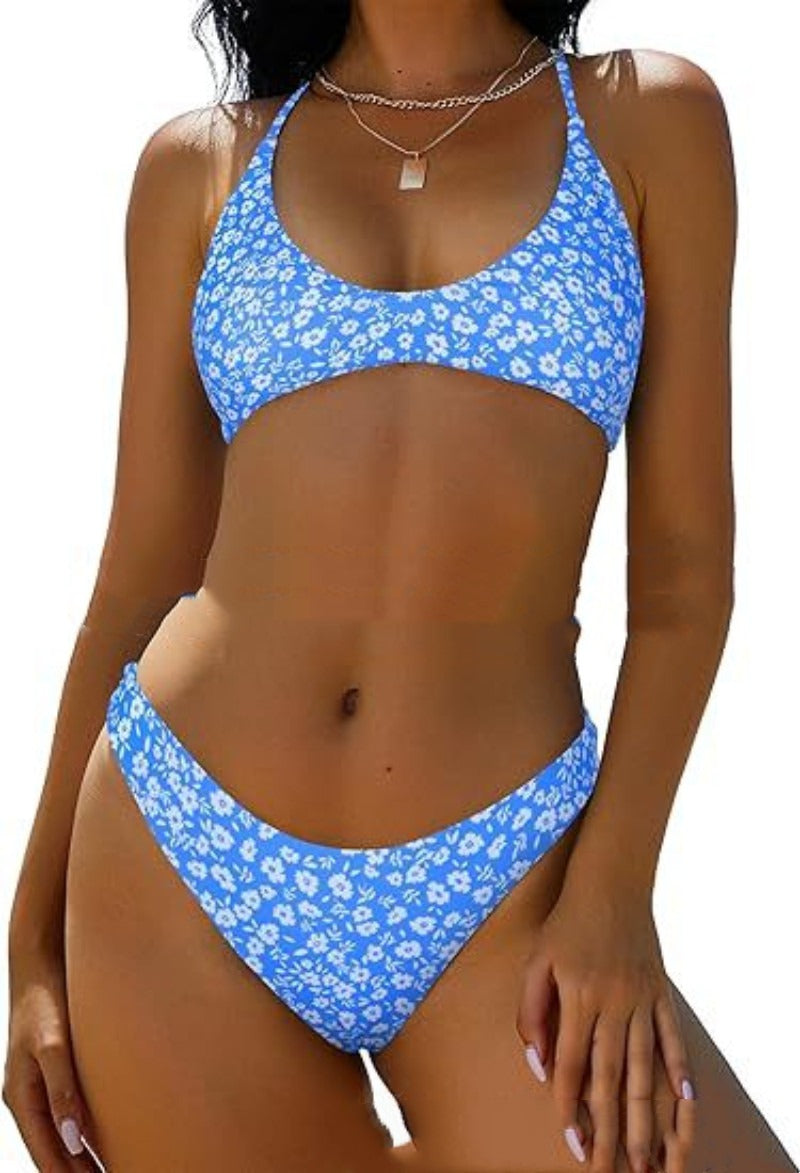 Split Swimsuit with Multi-Color Print