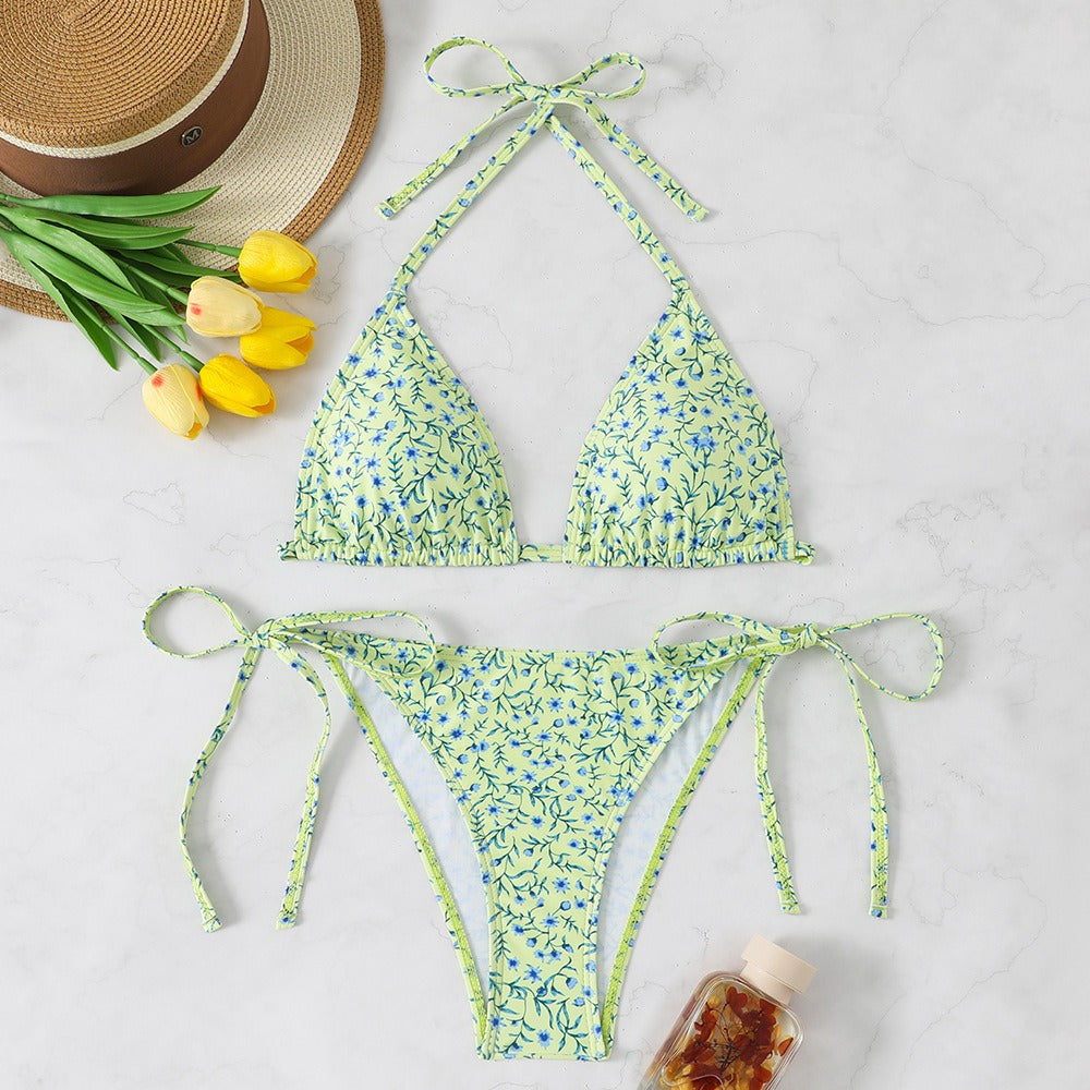 Solid Color Sexy Bikini Three-Piece Swimsuit