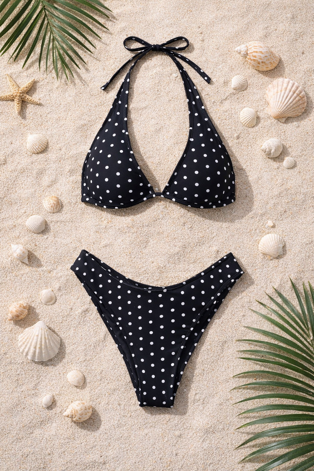 Polka-dot Two-piece Bikini with Triangle Top