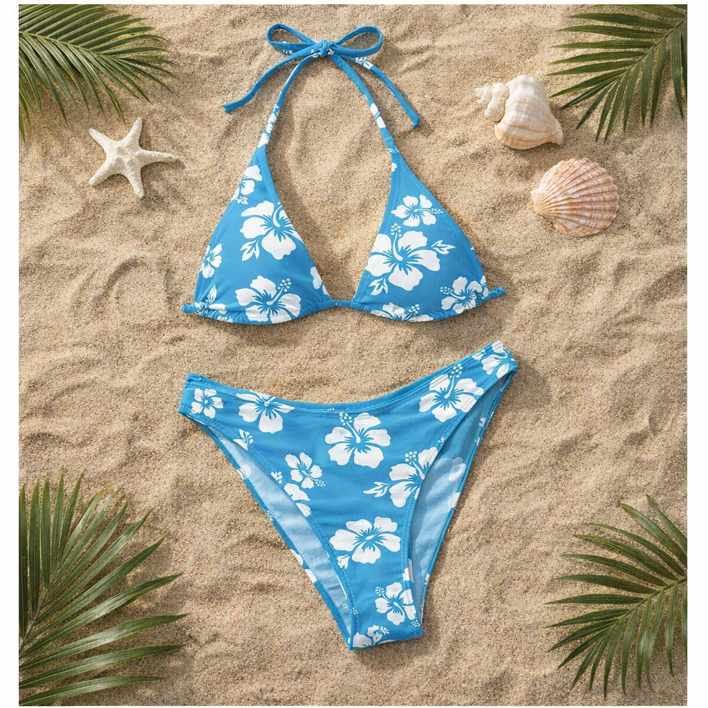 Triangle Bikini Two-Piece Printed Swimsuit
