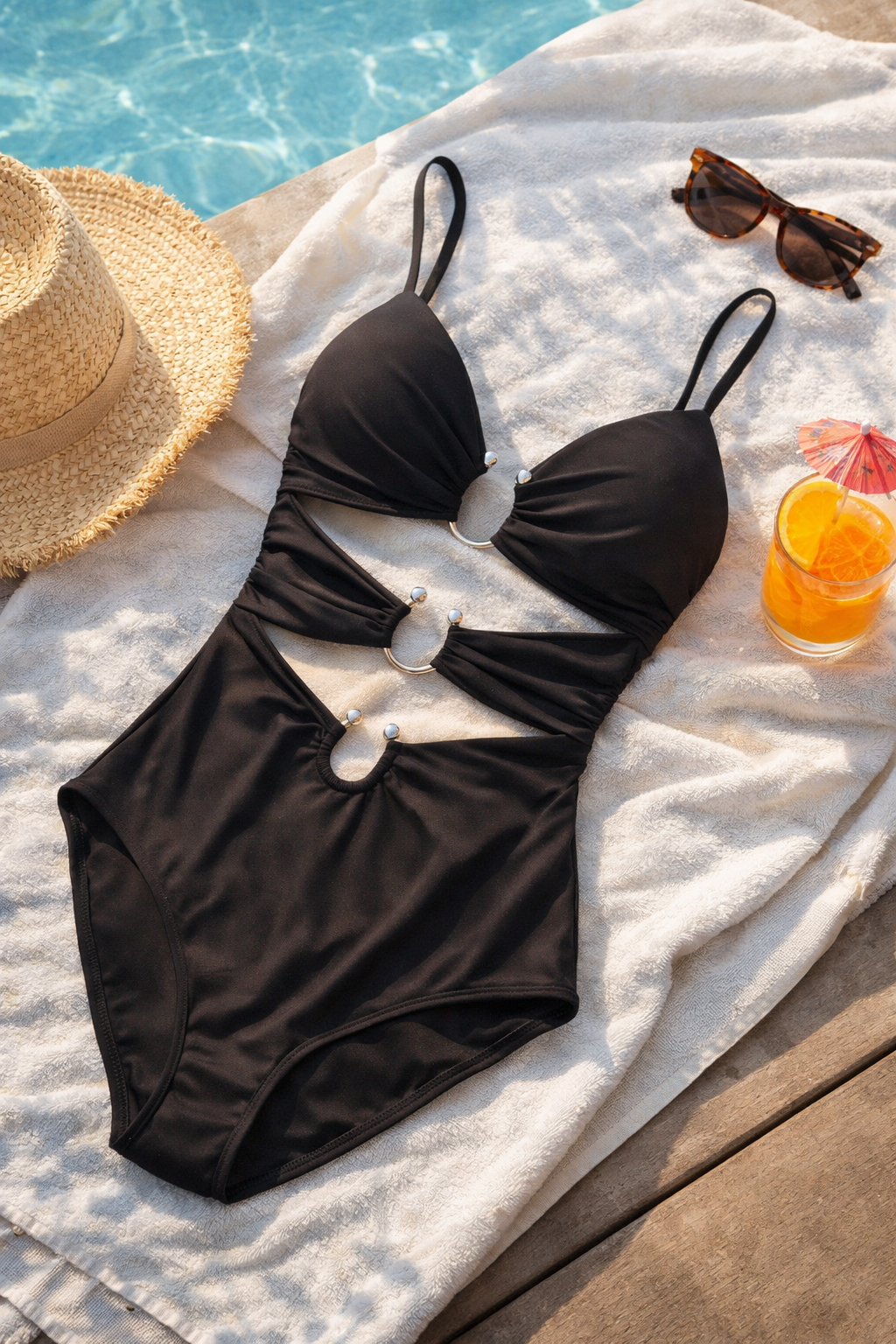 One-Piece Solid Bikini Swimsuit