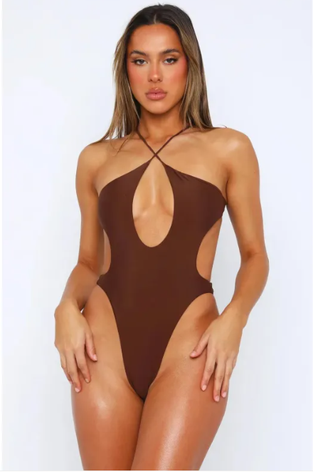 One-piece Deep V-neck Backless Lace Up Swimsuit