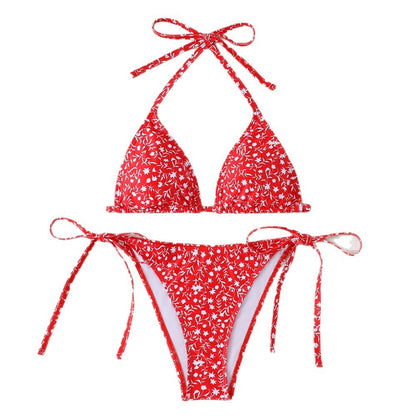 Solid Color Bikini Three-Piece Swimsuit
