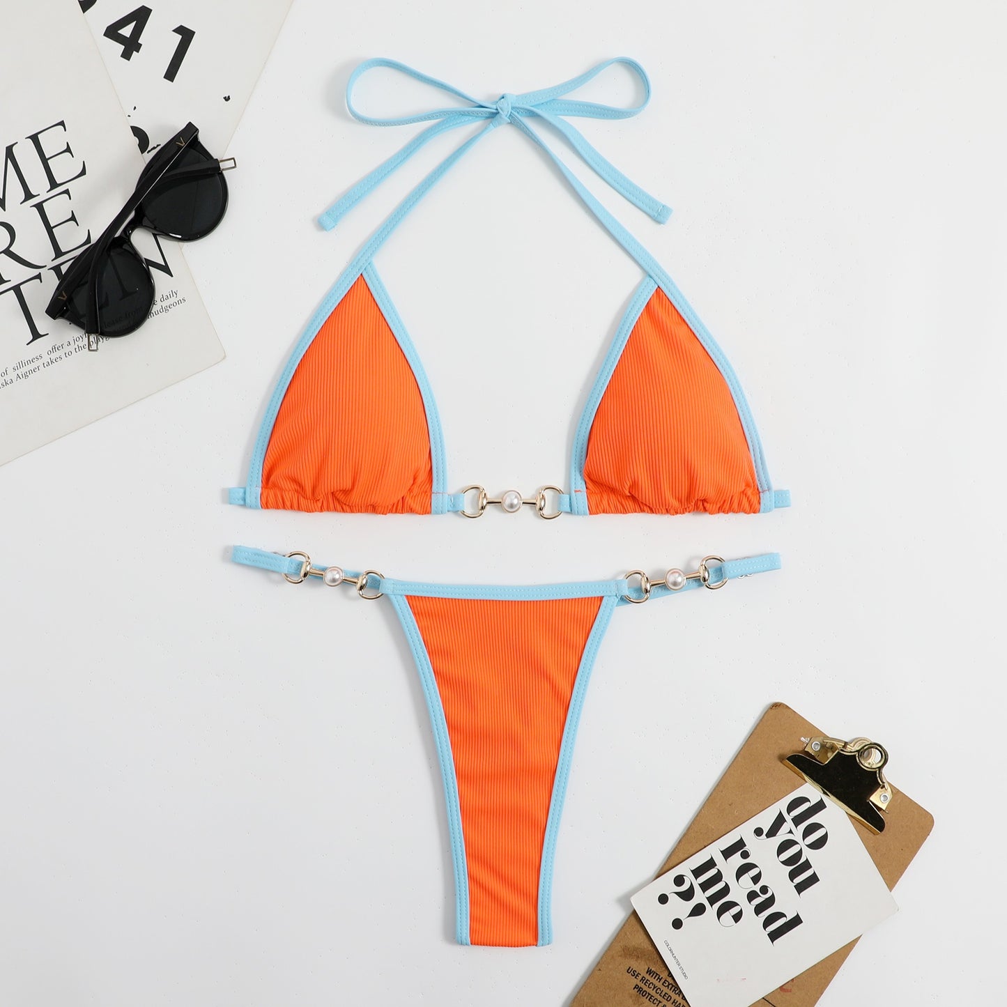 Solid Color Bikini Swimsuit