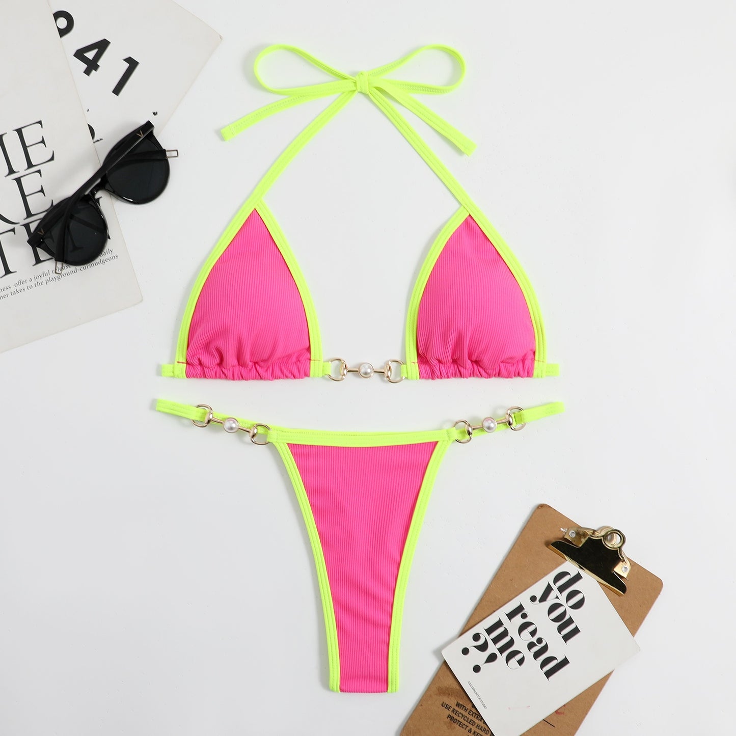 Solid Color Bikini Swimsuit
