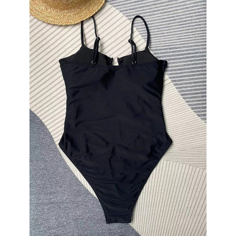 One-Piece Solid Bikini Swimsuit