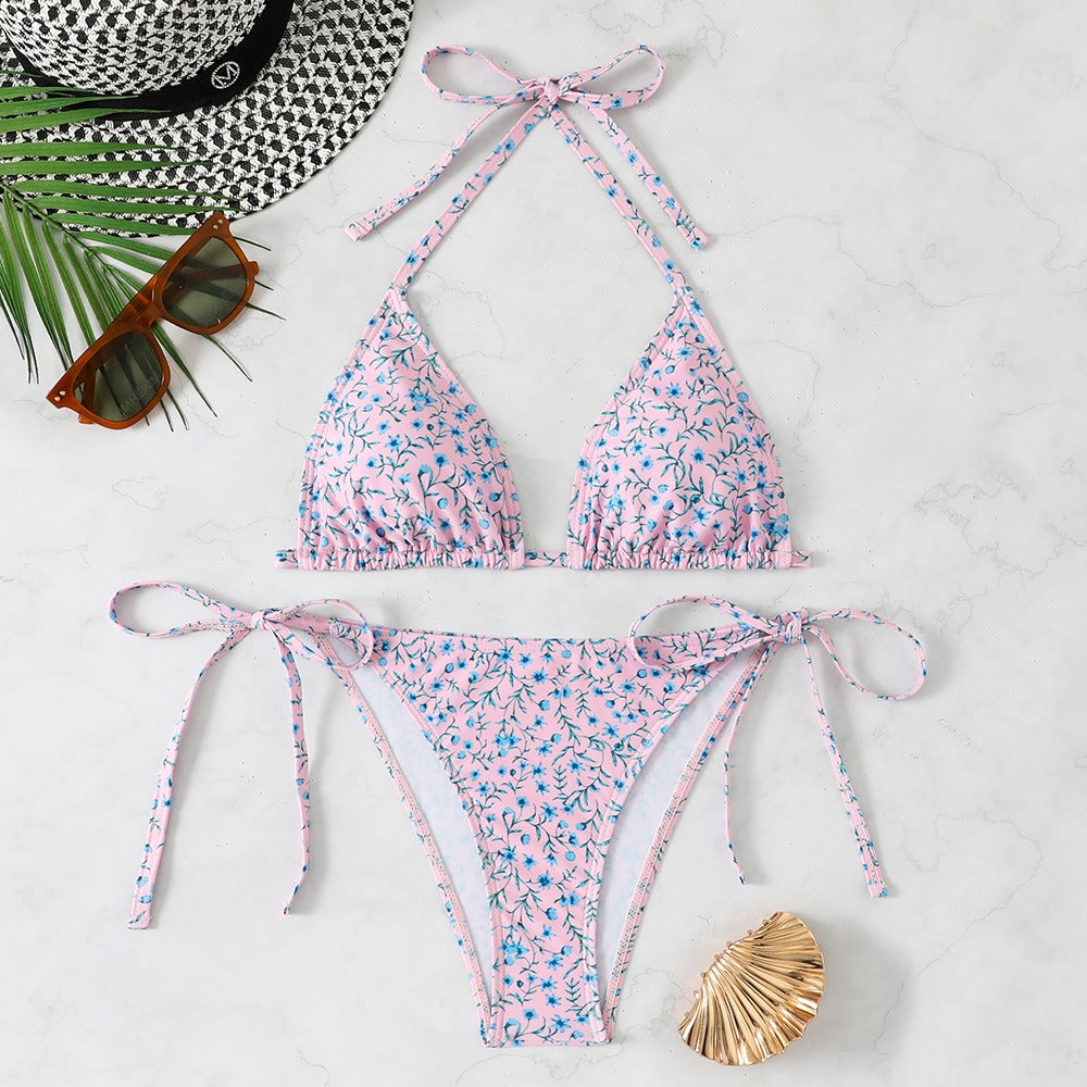 Solid Color Sexy Bikini Three-Piece Swimsuit