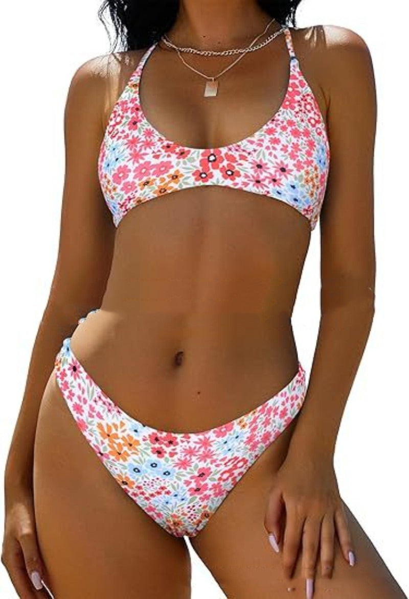 Split Swimsuit with Multi-Color Print